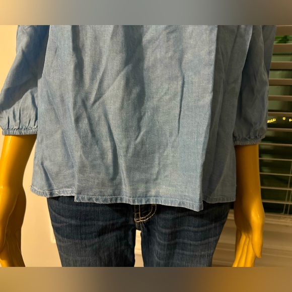 Cute Francesca’s Hudson Heritage size M blue off shoulder blouse NWT - Picture 3 of 6